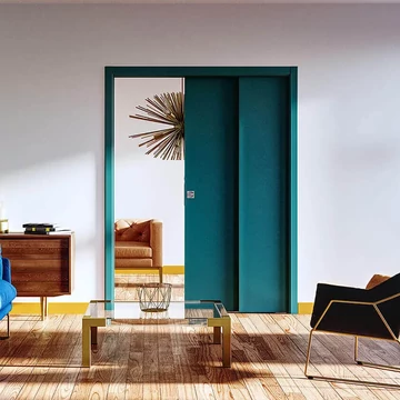 Ermetika Staffetta kétszárnyú falban futó tolóajtó tokborításos fémváz vakolható falhoz STSI