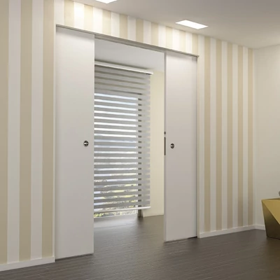 Ermetika Absolute EvoKit kétszárnyú falban futó tolóajtó tokborítás nélküli vázszerkezet gipszkarton falhoz 1600x2100 mm 100 mm AEDC.19