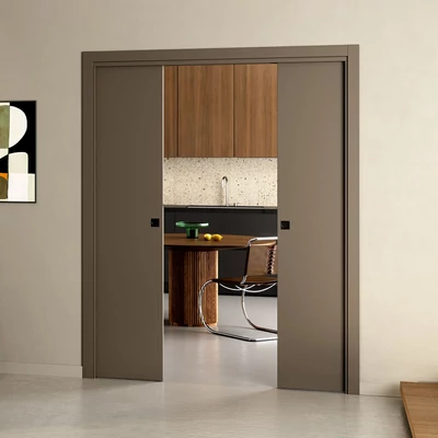 Ermetika Classic Evolution kétszárnyú falban futó tolóajtó tokborításos vázszerkezet gipszkarton falhoz 1600 x 2100 mm 125 mm EVDC